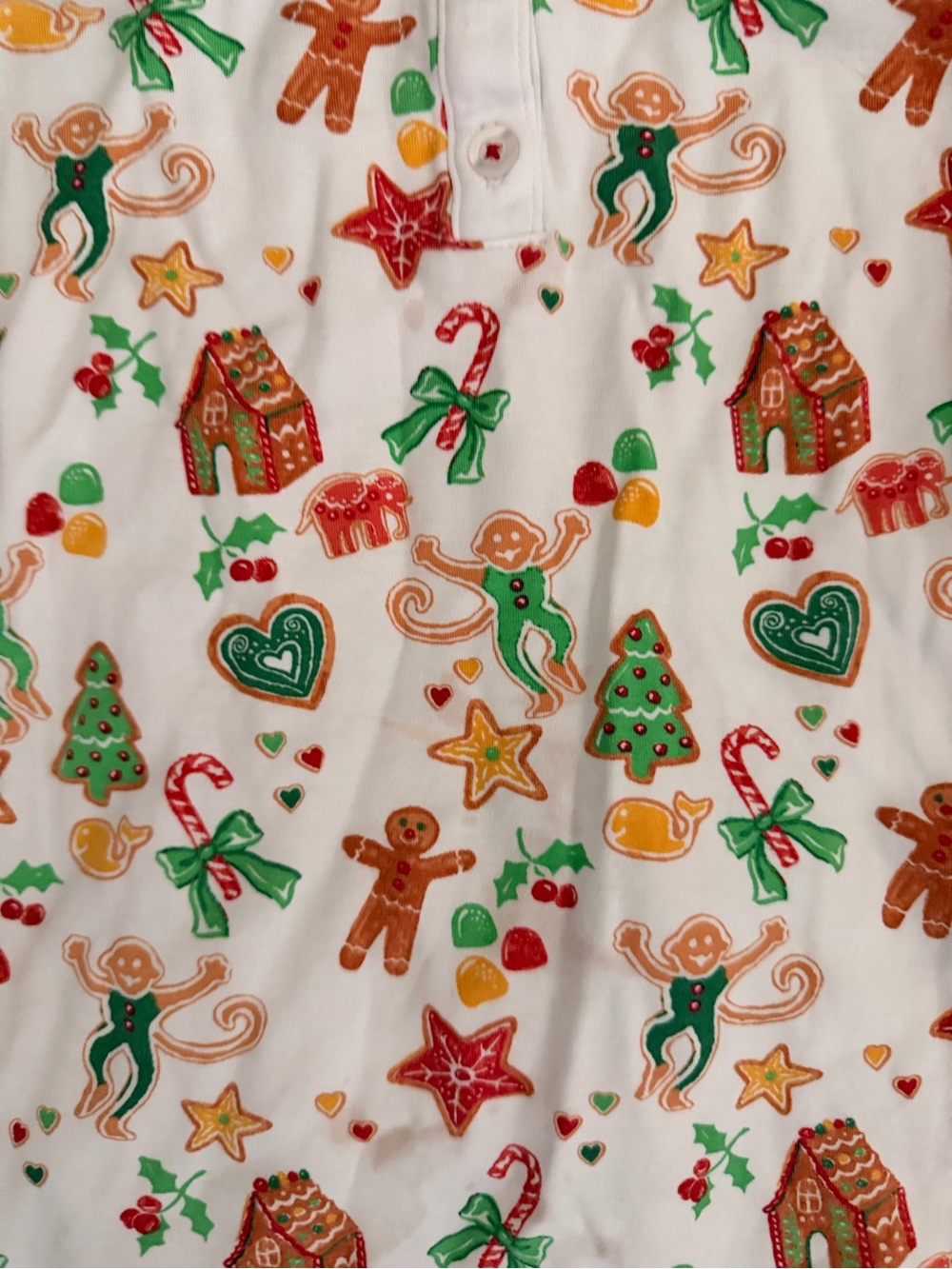 Roller Rabbit White Kids Pajama Set with Green, Red, and Brown Holiday Motifs